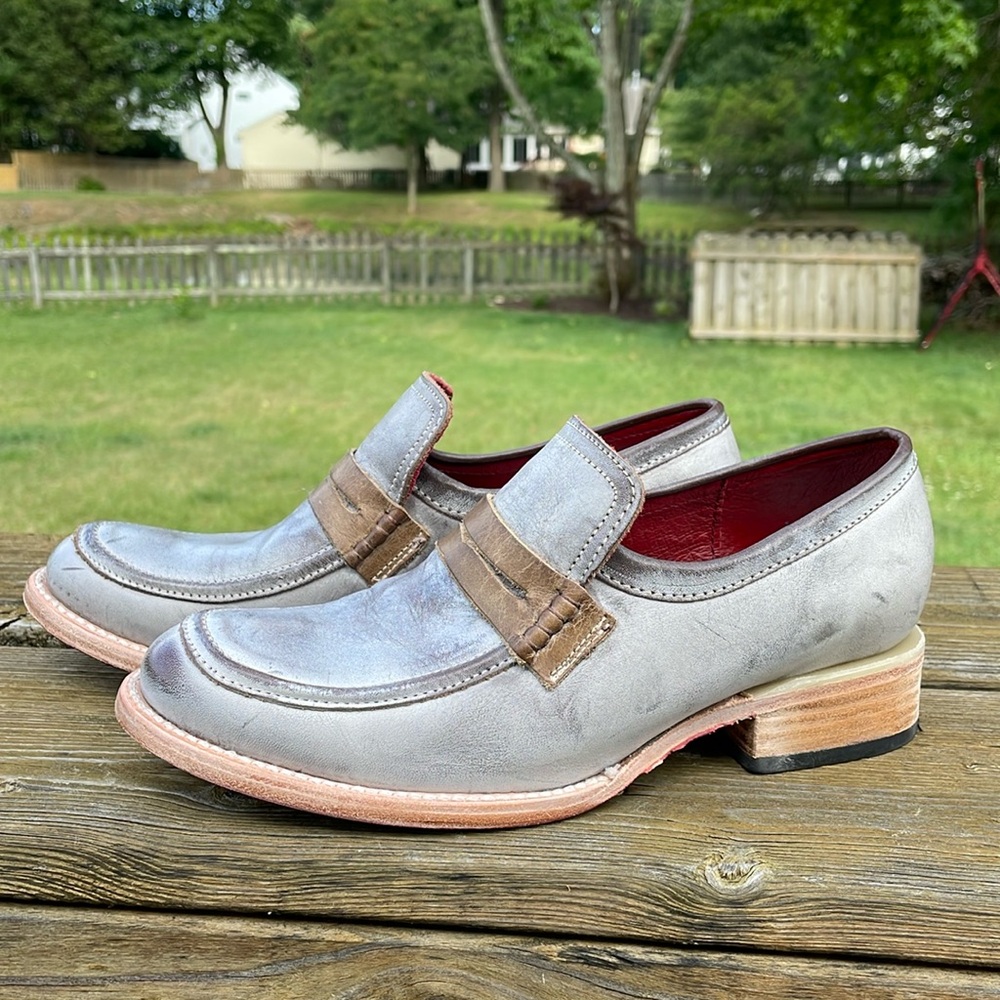 Freebird Sz 8 Macbeth Gray Leather Loafers Shoes Booties